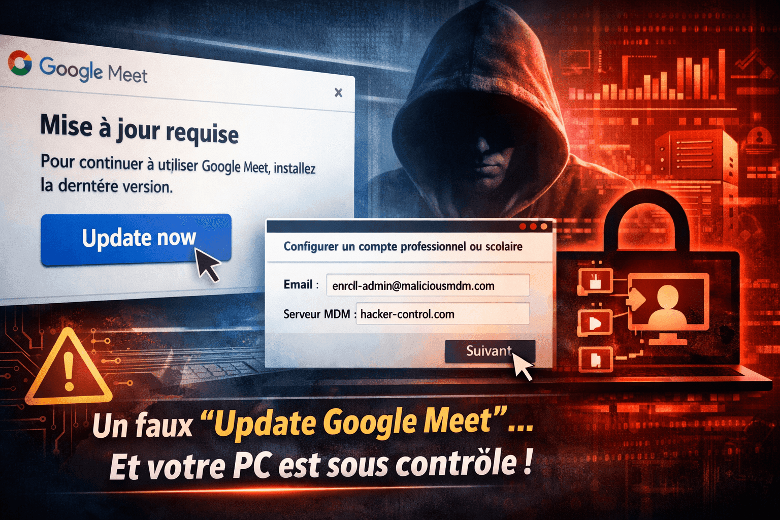 Un faux bouton Google Meet, et votre PC ne vous appartient plus